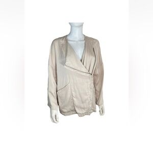 Cupcakes And Cashmere Small Women’s Draped Front Rolled Sleeves Jacket Beige